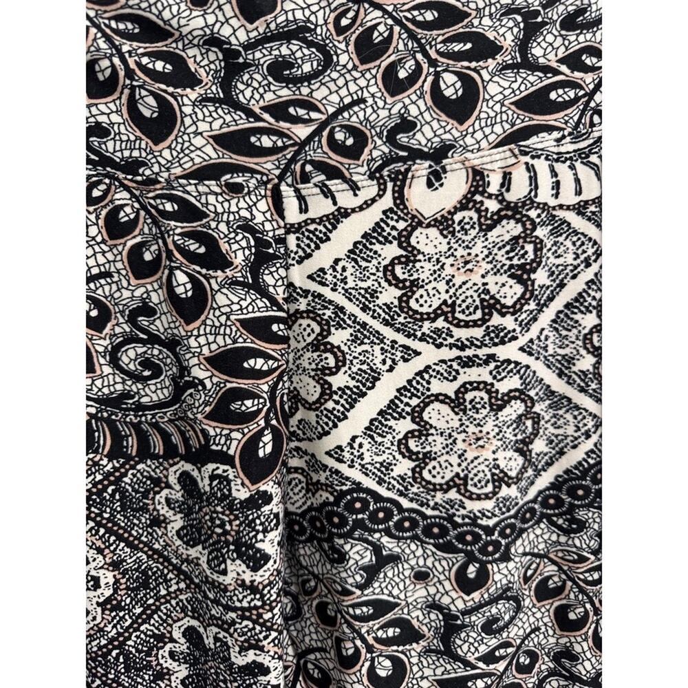 Satina Black And‎ Cream High Waisted Flare Wide Leg Printed Palazzo Pants XLarge - Picture 5 of 9